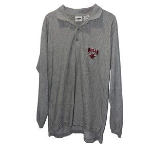 CHICAGO BULLS NBA 1998 Pro Edge Men's Vintage Gray Logo Polo Cotton Long Sleeve